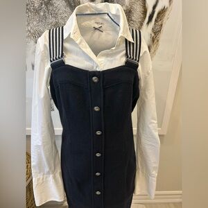 Knitted in Italy Marccain navy wool dress. N1